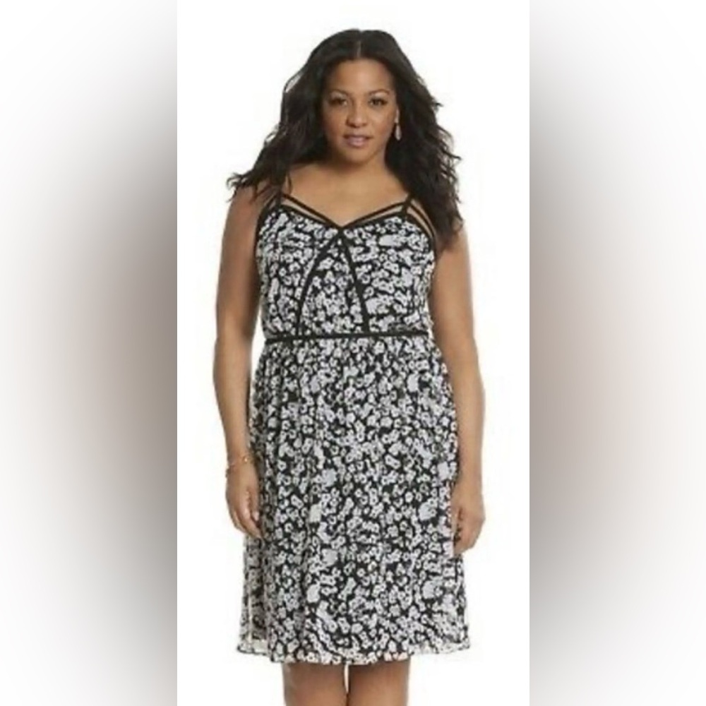 Lane Bryant Black and White Floral Dress
